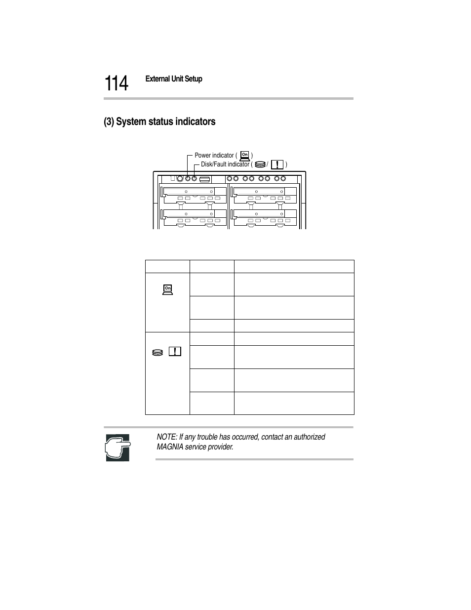 3) system status indicators, System status indicators | Toshiba Magnia Z300 User Manual | Page 136 / 270