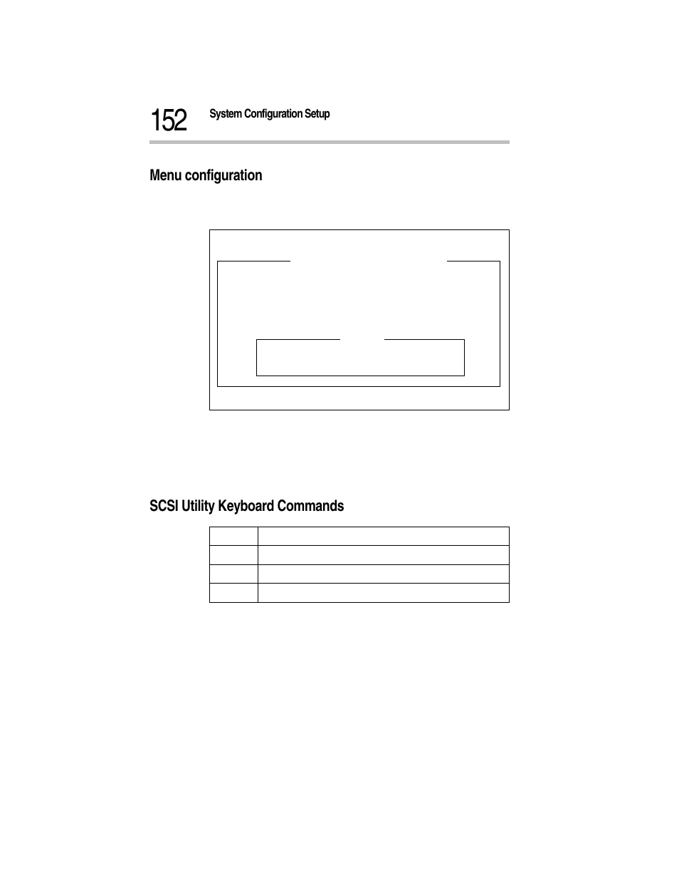 Menu configuration, Scsi utility keyboard commands, Menu configuration scsi utility keyboard commands | Toshiba Magnia Z300 User Manual | Page 174 / 270