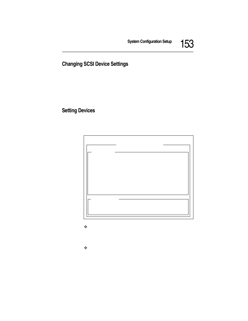 Changing scsi device settings, 2 make any necessary changes then save the changes, 3 select exit this menu to exit the submenu | Setting devices, Changing scsi device settings setting devices | Toshiba Magnia Z300 User Manual | Page 175 / 270