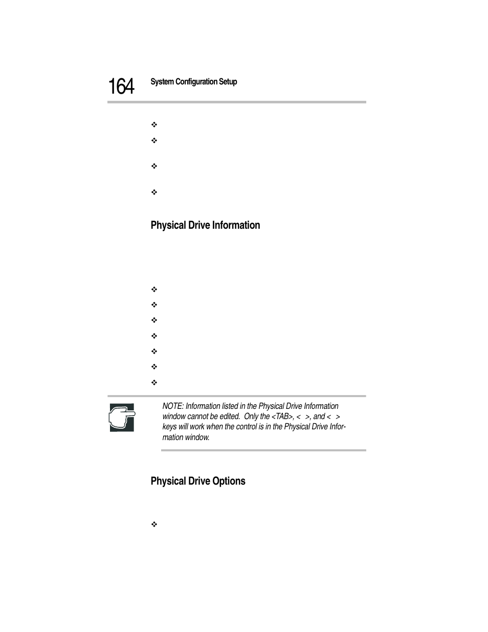 Physical drive information, Physical drive options | Toshiba Magnia Z300 User Manual | Page 186 / 270