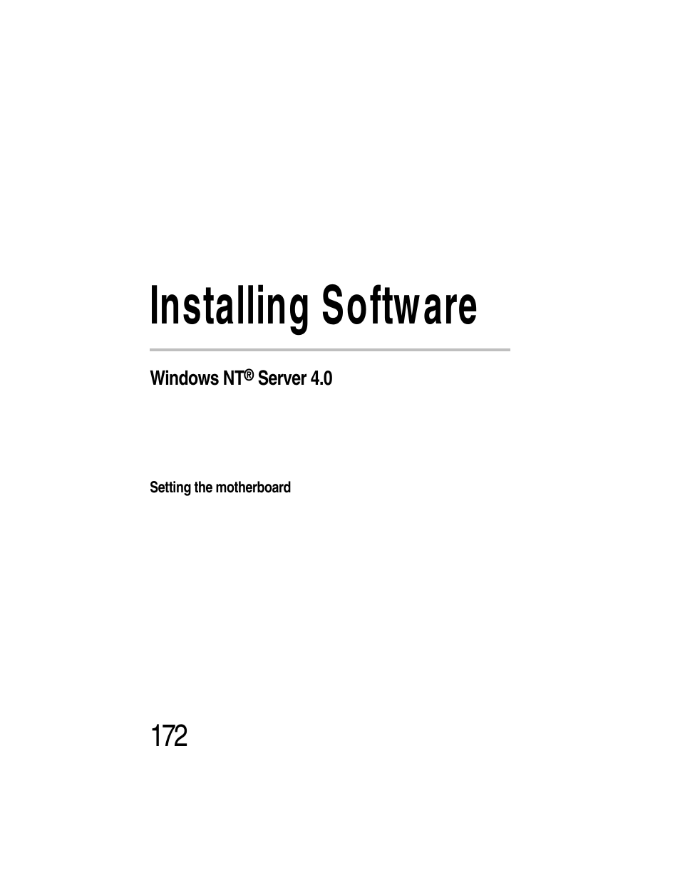 Installing software, Windows nt® server 4.0, Setting the motherboard | Chapter 5: installing software | Toshiba Magnia Z300 User Manual | Page 194 / 270