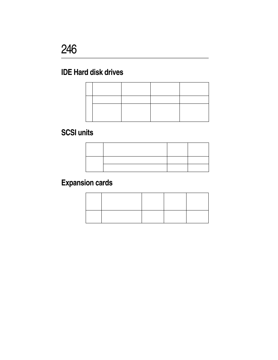 Ide hard disk drives, Scsi units, Expansion cards | Ide hard disk drives scsi units expansion cards | Toshiba Magnia Z300 User Manual | Page 268 / 270