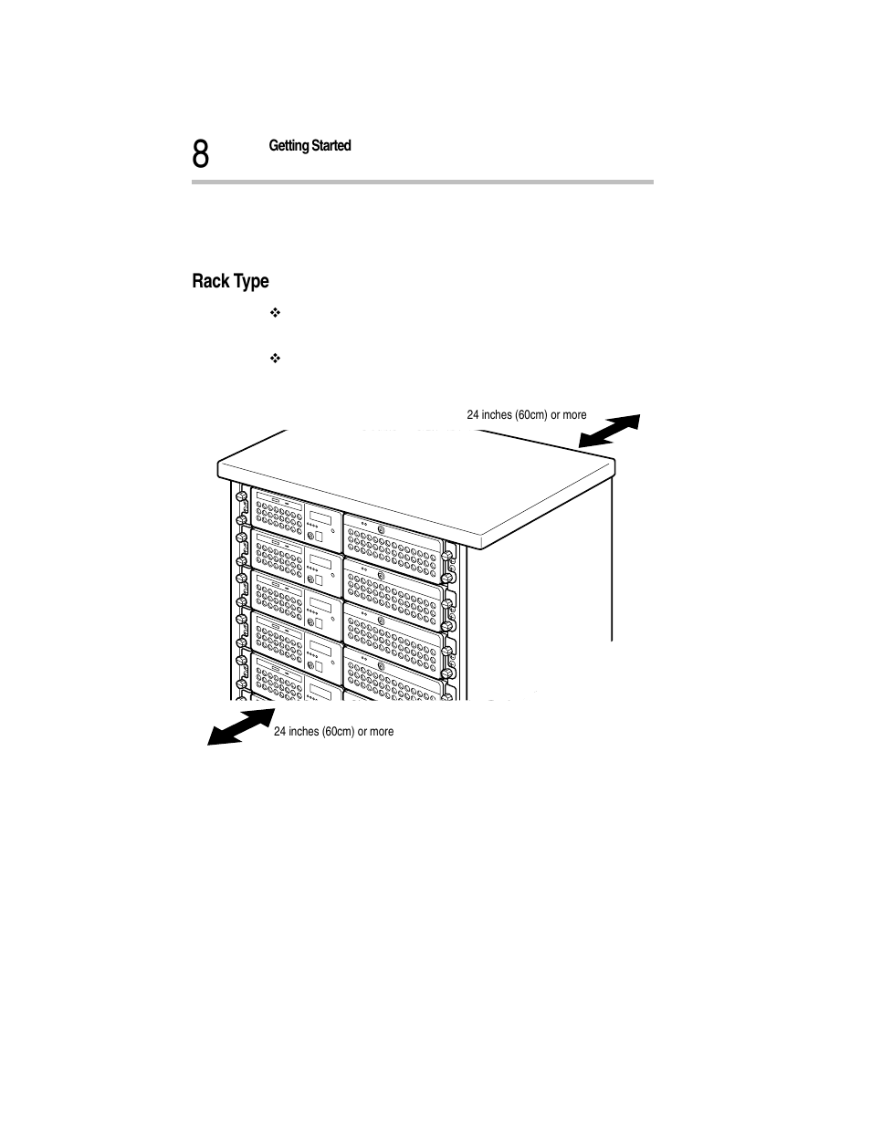 Rack type, Minimum clearances for installation | Toshiba Magnia Z300 User Manual | Page 30 / 270