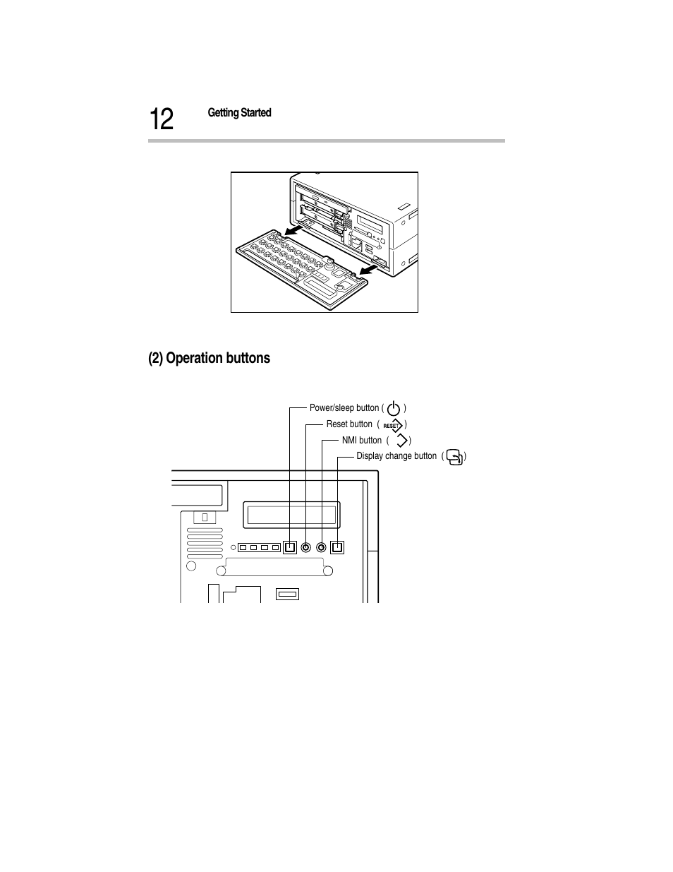 Removing the front panel, 2) operation buttons, Operation buttons | Toshiba Magnia Z300 User Manual | Page 34 / 270