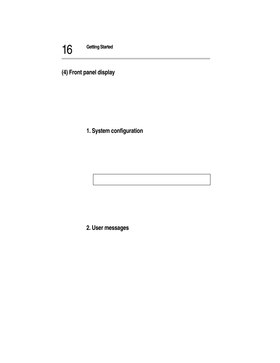 4) front panel display, System configuration, User messages | Toshiba Magnia Z300 User Manual | Page 38 / 270