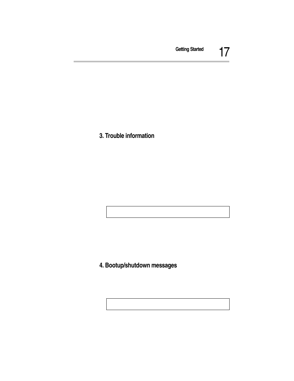 Trouble information, Bootup/shutdown messages | Toshiba Magnia Z300 User Manual | Page 39 / 270