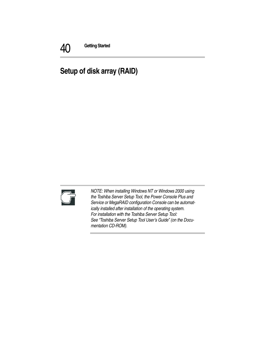 Setup of disk array (raid) | Toshiba Magnia Z300 User Manual | Page 62 / 270