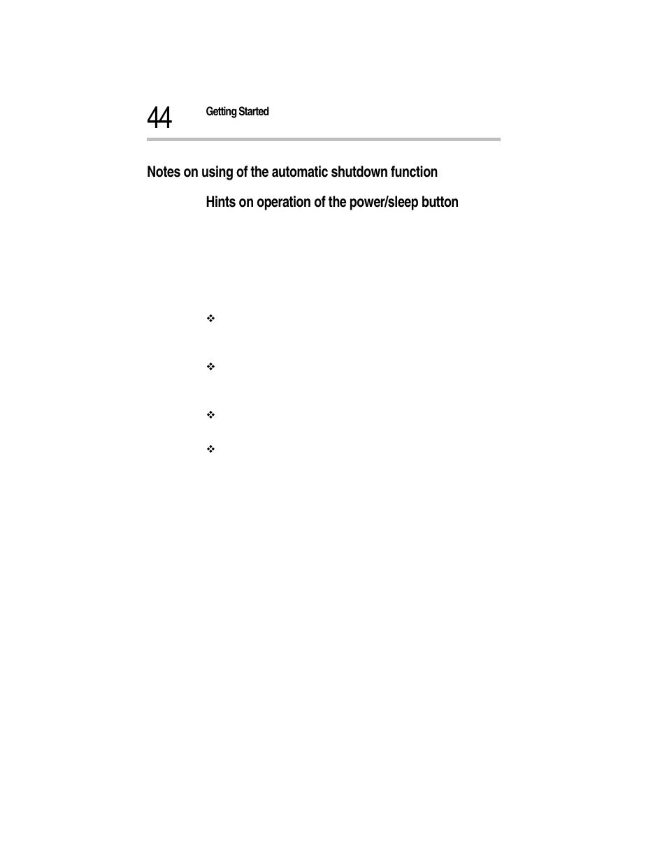 Notes on using of the automatic shutdown function, Hints on operation of the power/sleep button | Toshiba Magnia Z300 User Manual | Page 66 / 270