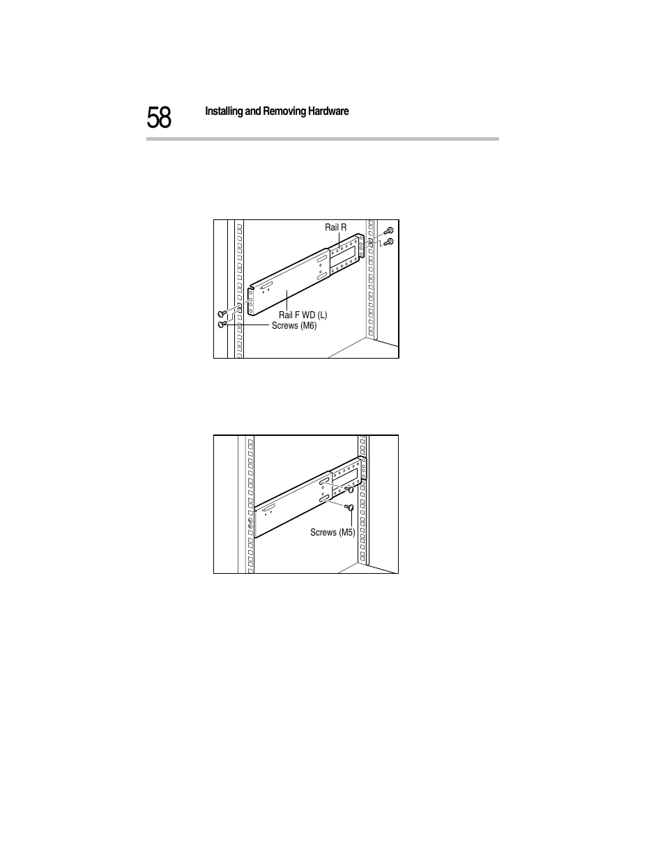 Temporarily fasten the rails, Fix rail f and rail r | Toshiba Magnia Z300 User Manual | Page 80 / 270