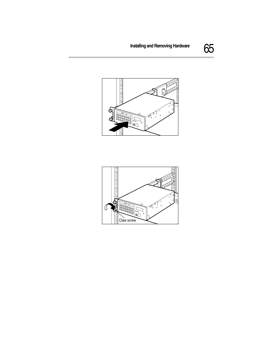 15 insert the entire base assembly into the rack, Inserting into rack blank module, Fix the housing on the left and right | Toshiba Magnia Z300 User Manual | Page 87 / 270