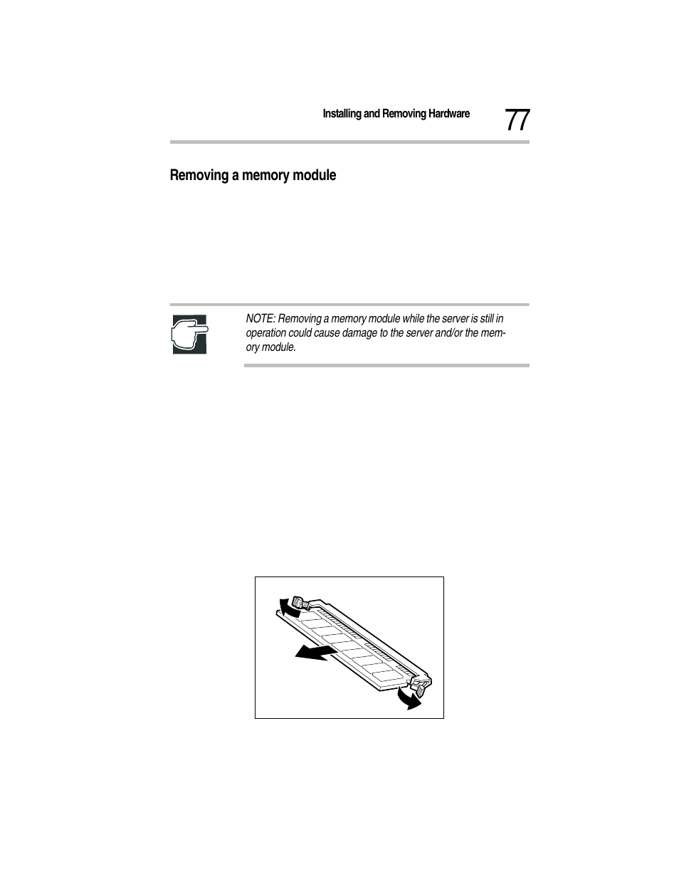 Removing a memory module, 2 unplug the power cable from the ac outlet, 4 remove the power supply unit | Toshiba Magnia Z300 User Manual | Page 99 / 270