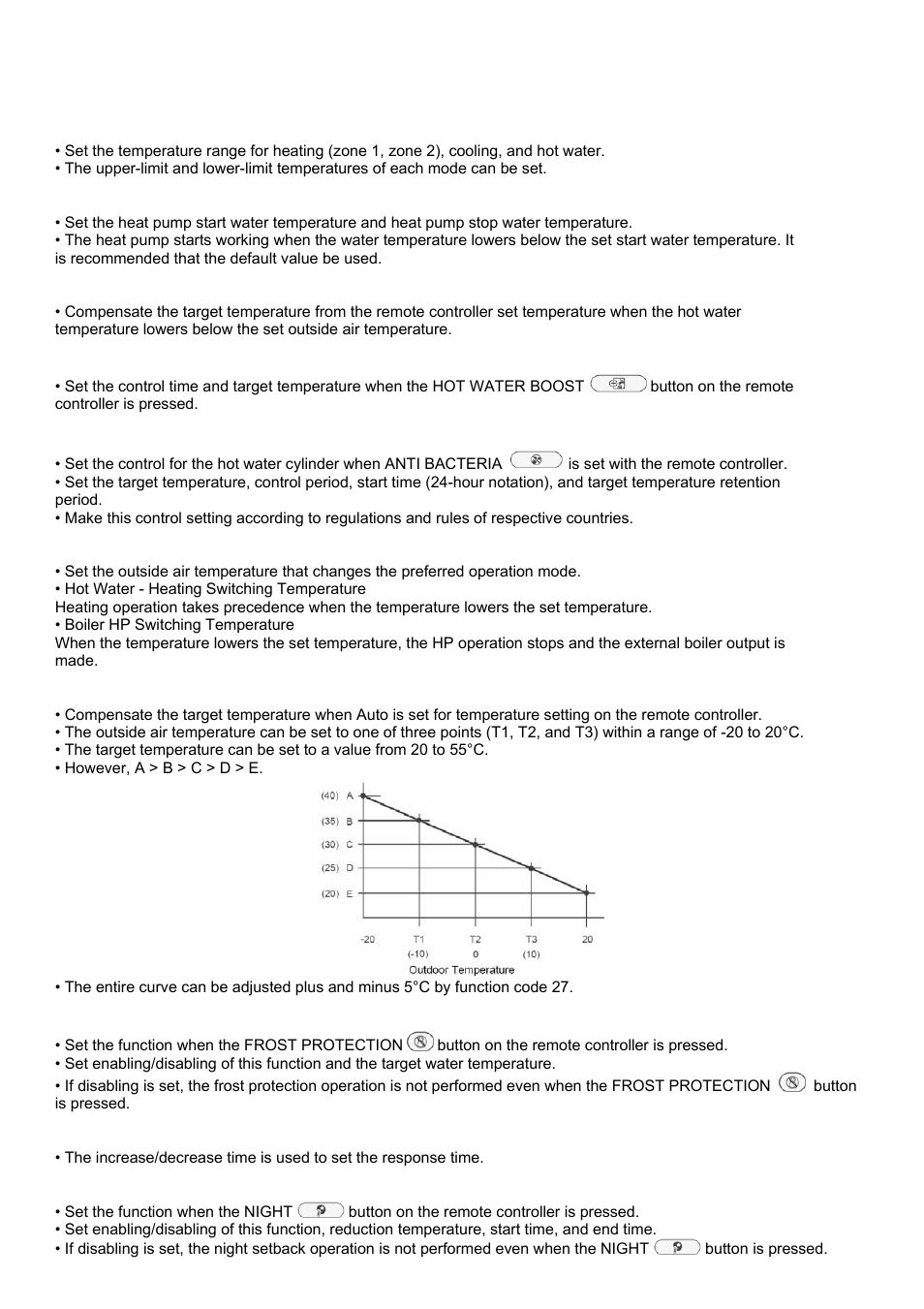 Main setting items | Toshiba ESTIA A09-01P User Manual | Page 23 / 31