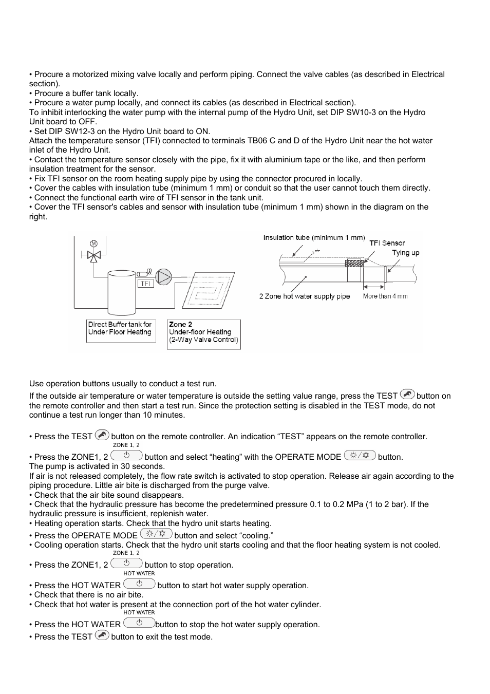 Settings by purpose (cont), Test run, Settings for 2-zone temperature control | Toshiba ESTIA A09-01P User Manual | Page 27 / 31