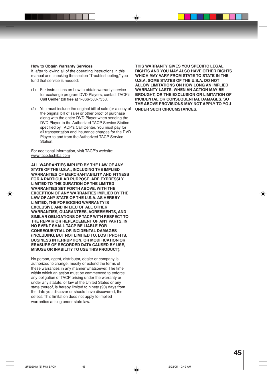 Toshiba SD-5980SU User Manual | Page 45 / 48