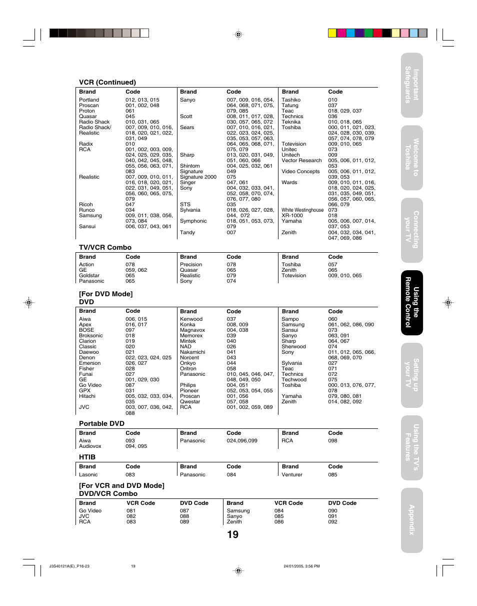 Toshiba 30HF85 User Manual | Page 19 / 44