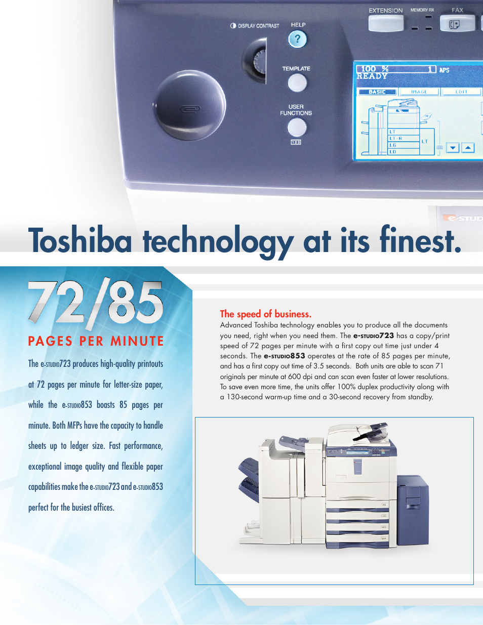 Toshiba technology at its finest | Toshiba E.STUDIO eSTUDIO 853 User Manual | Page 4 / 8