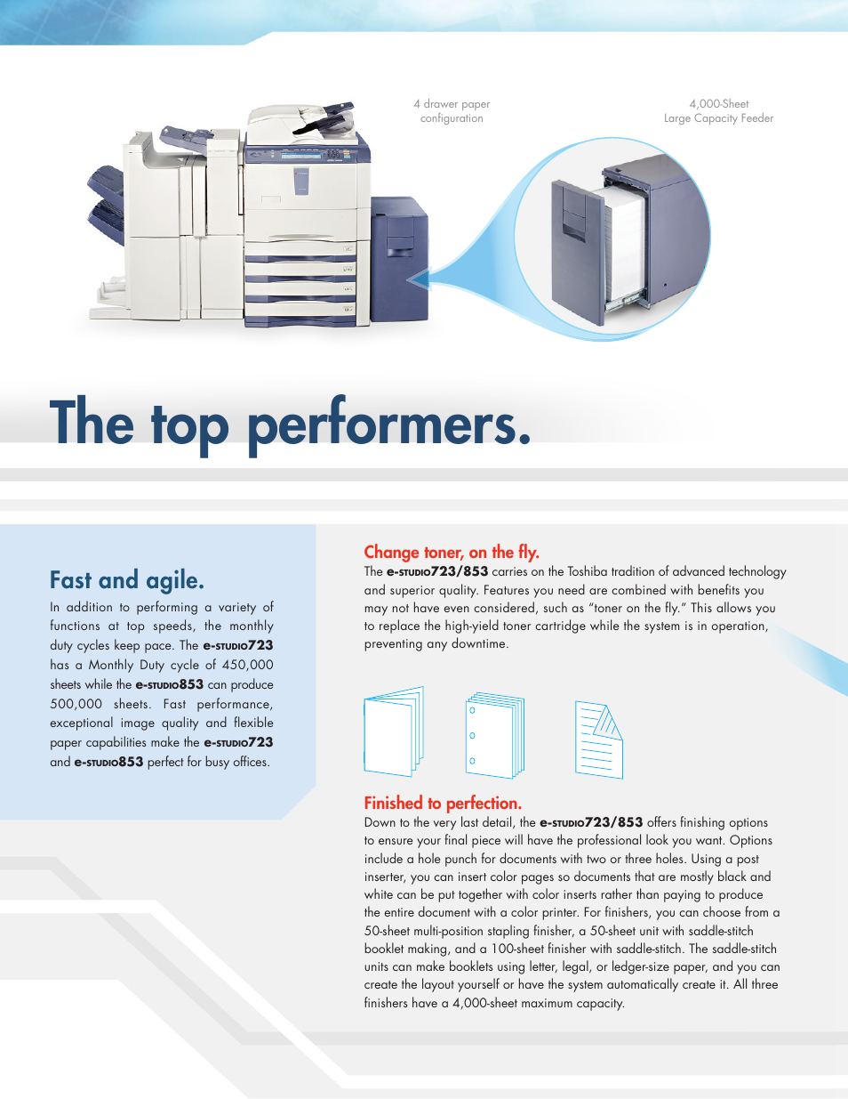 The top performers, Fast and agile | Toshiba E.STUDIO eSTUDIO 853 User Manual | Page 6 / 8