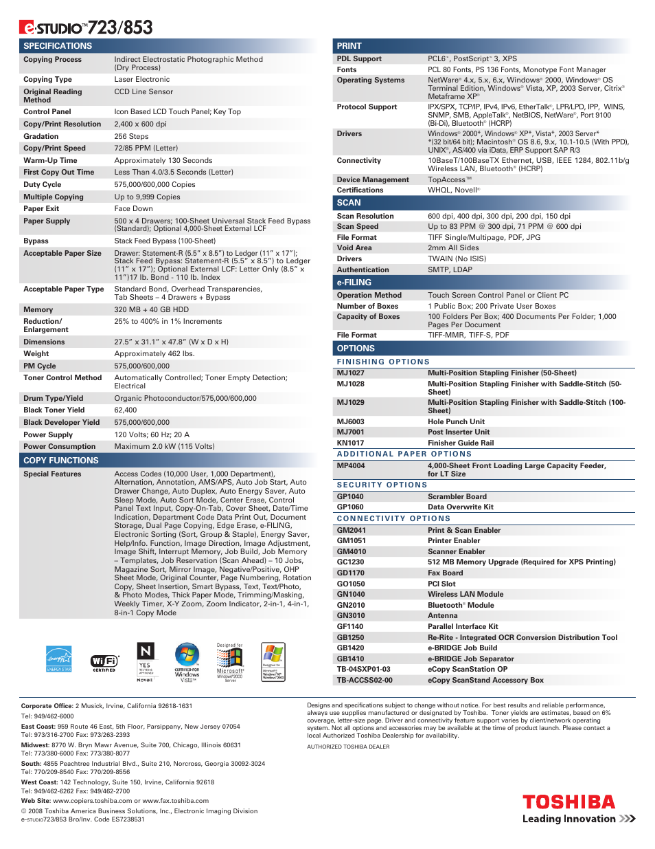 Toshiba E.STUDIO eSTUDIO 853 User Manual | Page 8 / 8