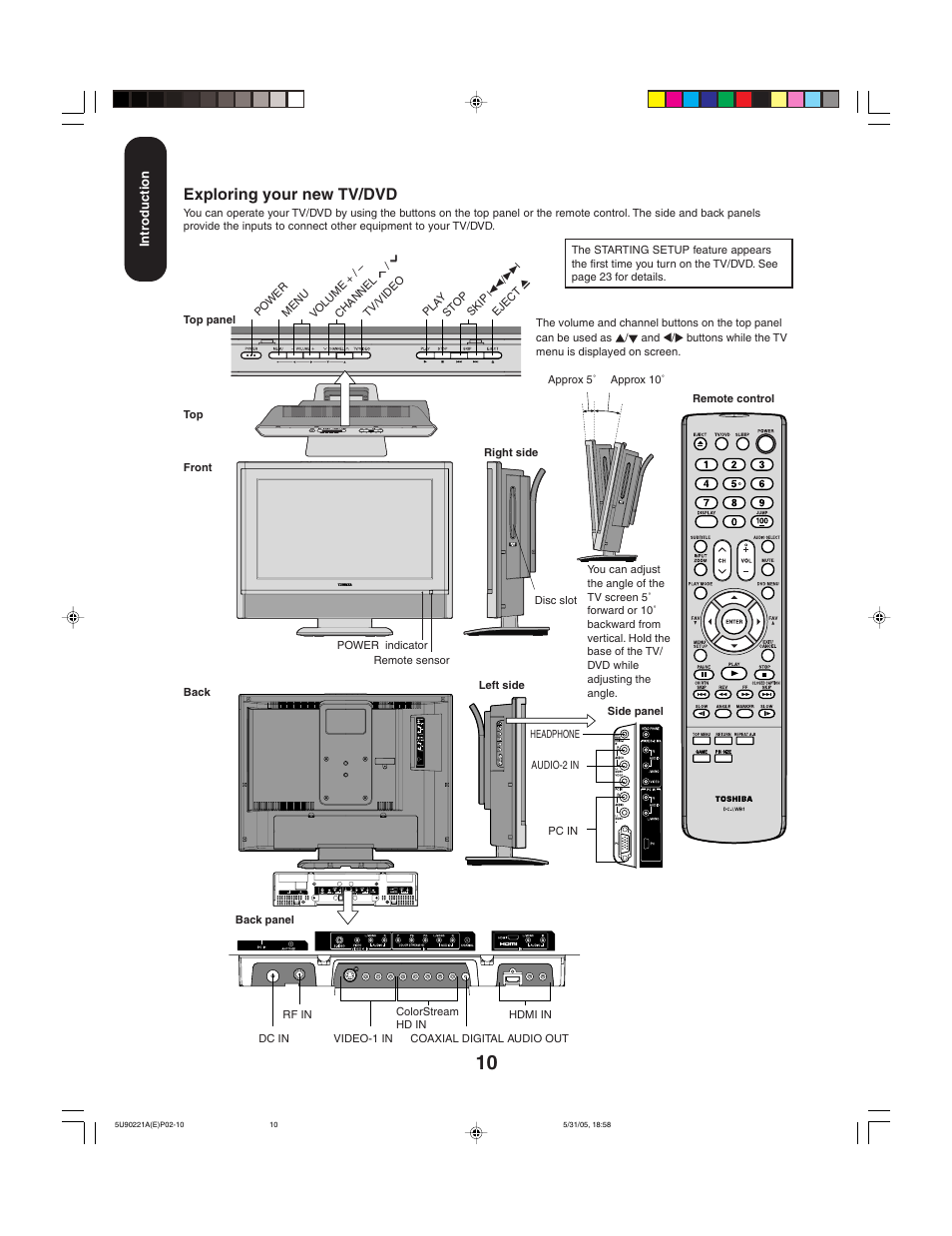 Exploring your new tv/dvd | Toshiba 20HLV15 User Manual | Page 10 / 64