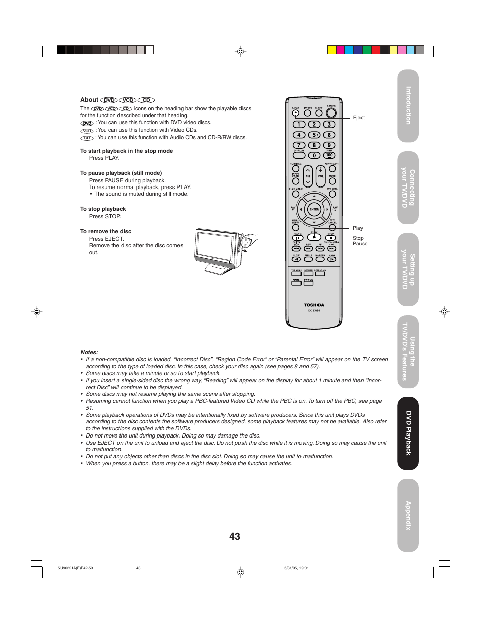 Toshiba 20HLV15 User Manual | Page 43 / 64