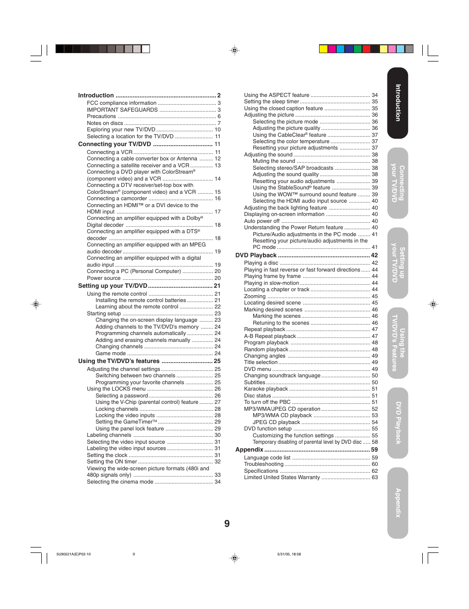 Toshiba 20HLV15 User Manual | Page 9 / 64
