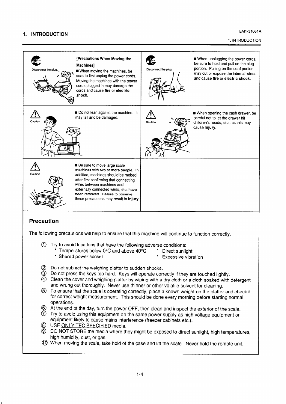 Precaution | Toshiba TEC EM-31061A User Manual | Page 6 / 14