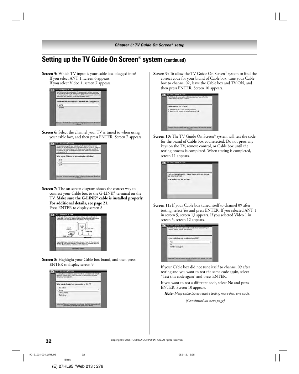 Setting up the tv guide on screen, System | Toshiba 27HL95 User Manual | Page 32 / 92