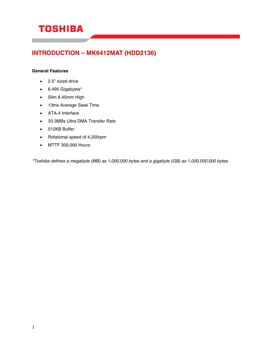 Introduction – mk6412mat (hdd2136) | Toshiba HDD2136 User Manual | Page 3 / 11