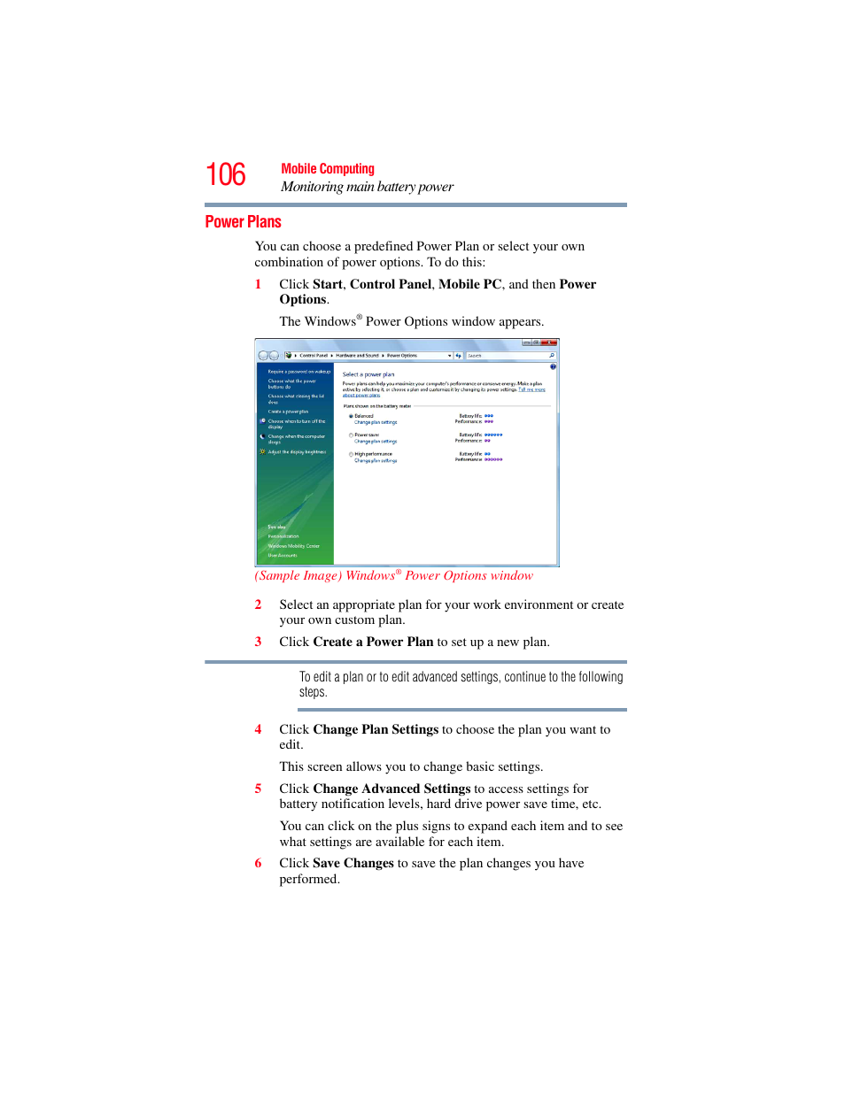 Power plans, There are, Power plans” on | Toshiba X205 User Manual | Page 106 / 233
