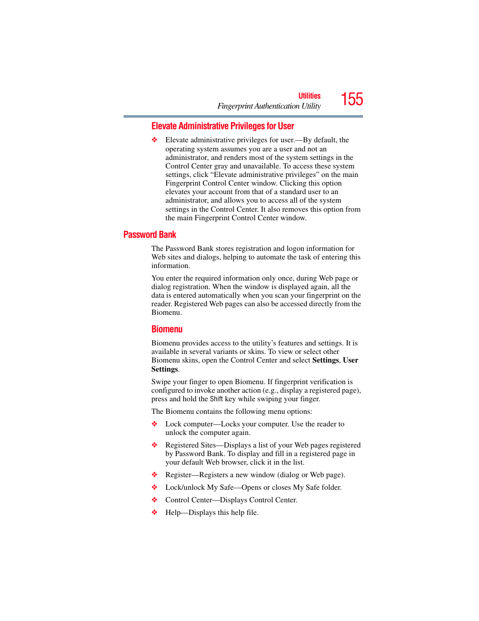 Password bank | Toshiba X205 User Manual | Page 155 / 233