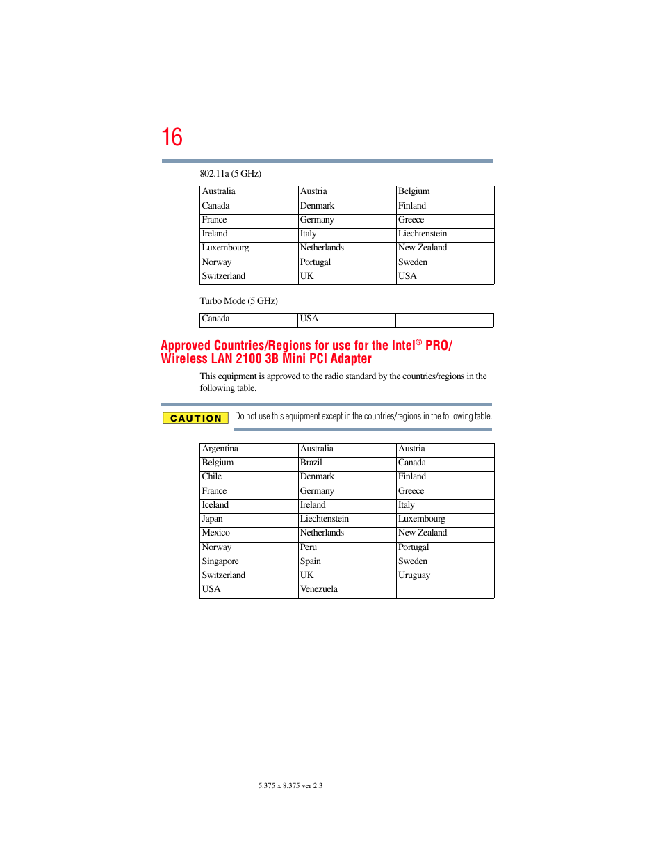 Approved countries/regions for use for the intel | Toshiba X205 User Manual | Page 16 / 233