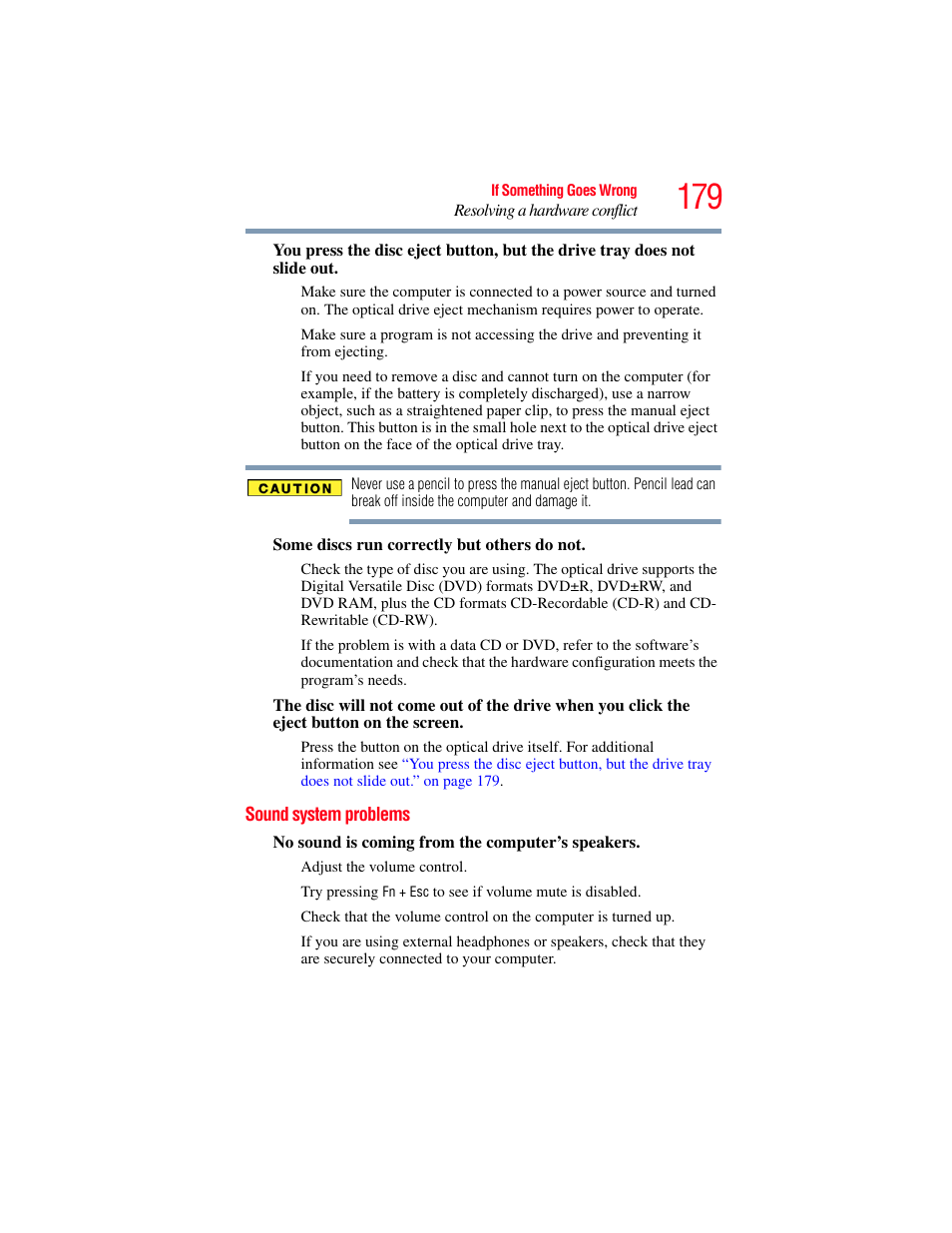 Sound system problems | Toshiba X205 User Manual | Page 179 / 233