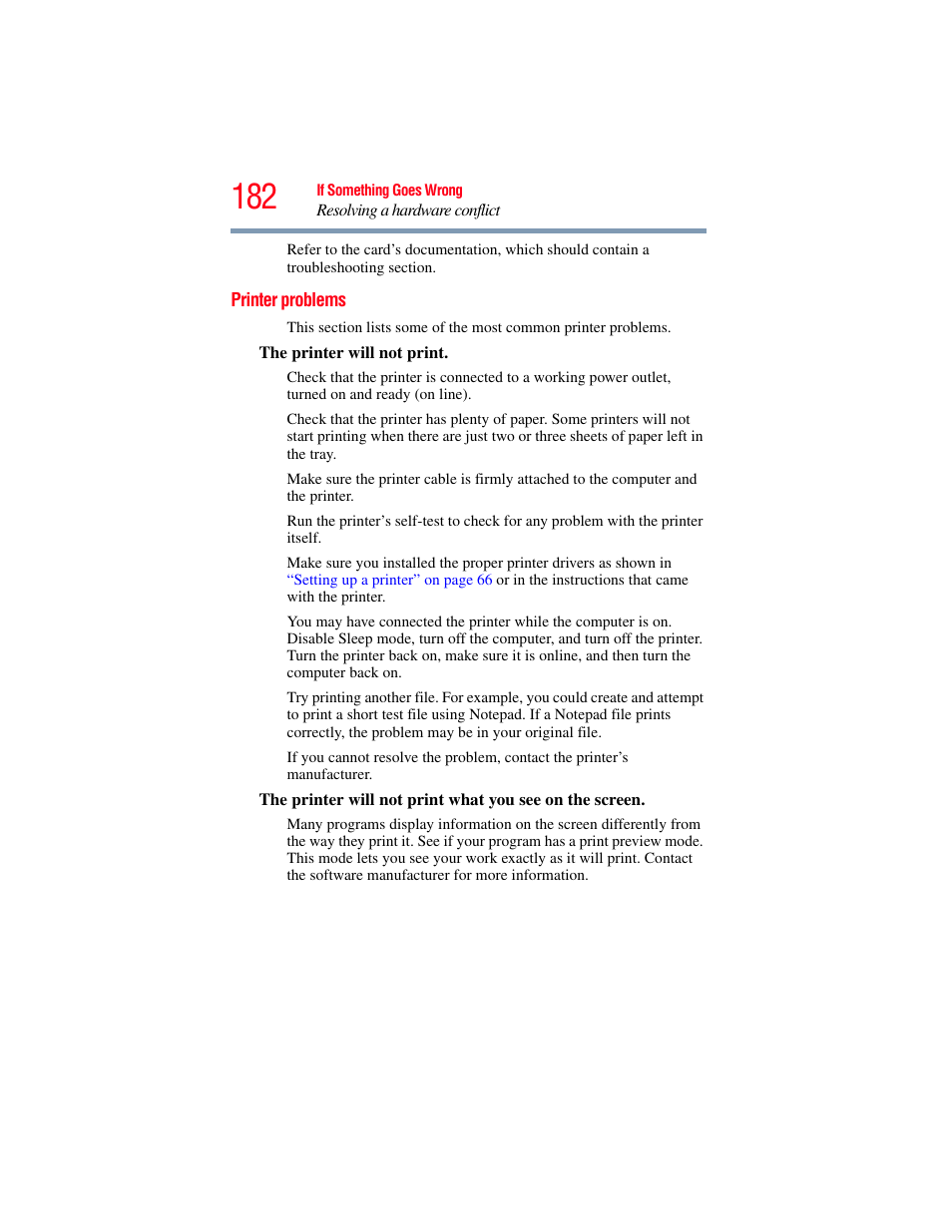 Printer problems | Toshiba X205 User Manual | Page 182 / 233
