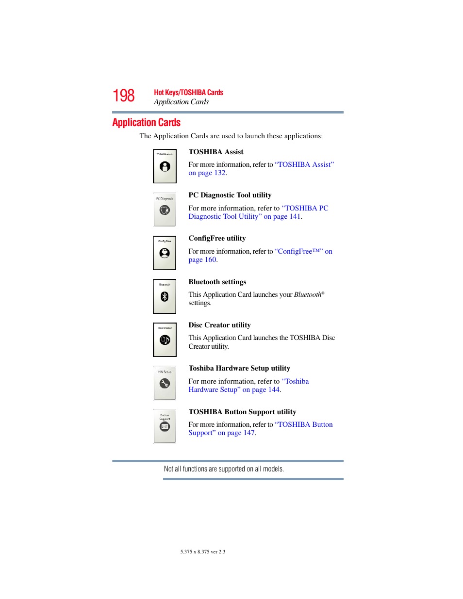 Application cards | Toshiba X205 User Manual | Page 198 / 233