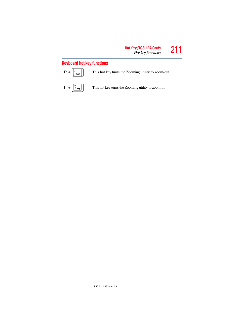 Keyboard hot key functions | Toshiba X205 User Manual | Page 211 / 233