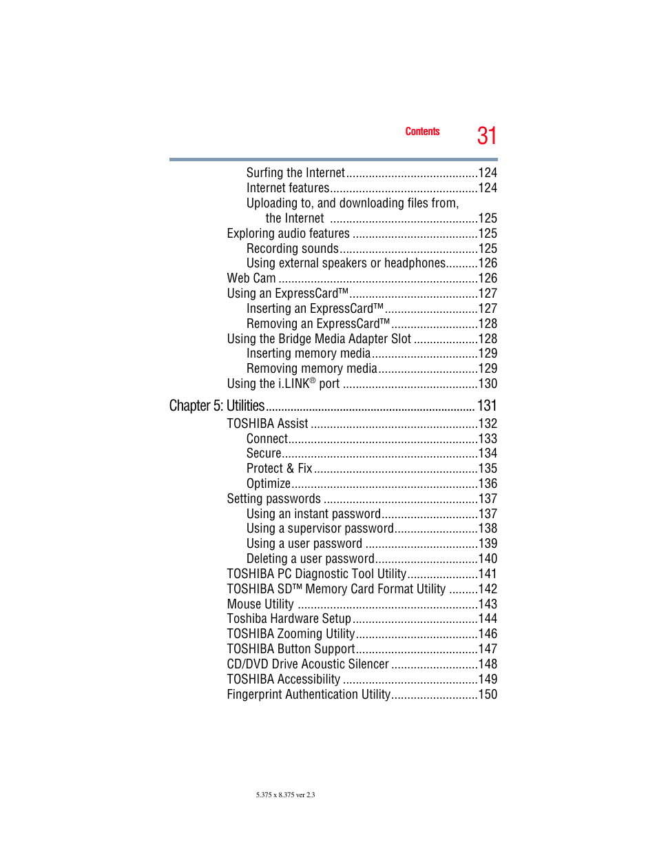Toshiba X205 User Manual | Page 31 / 233
