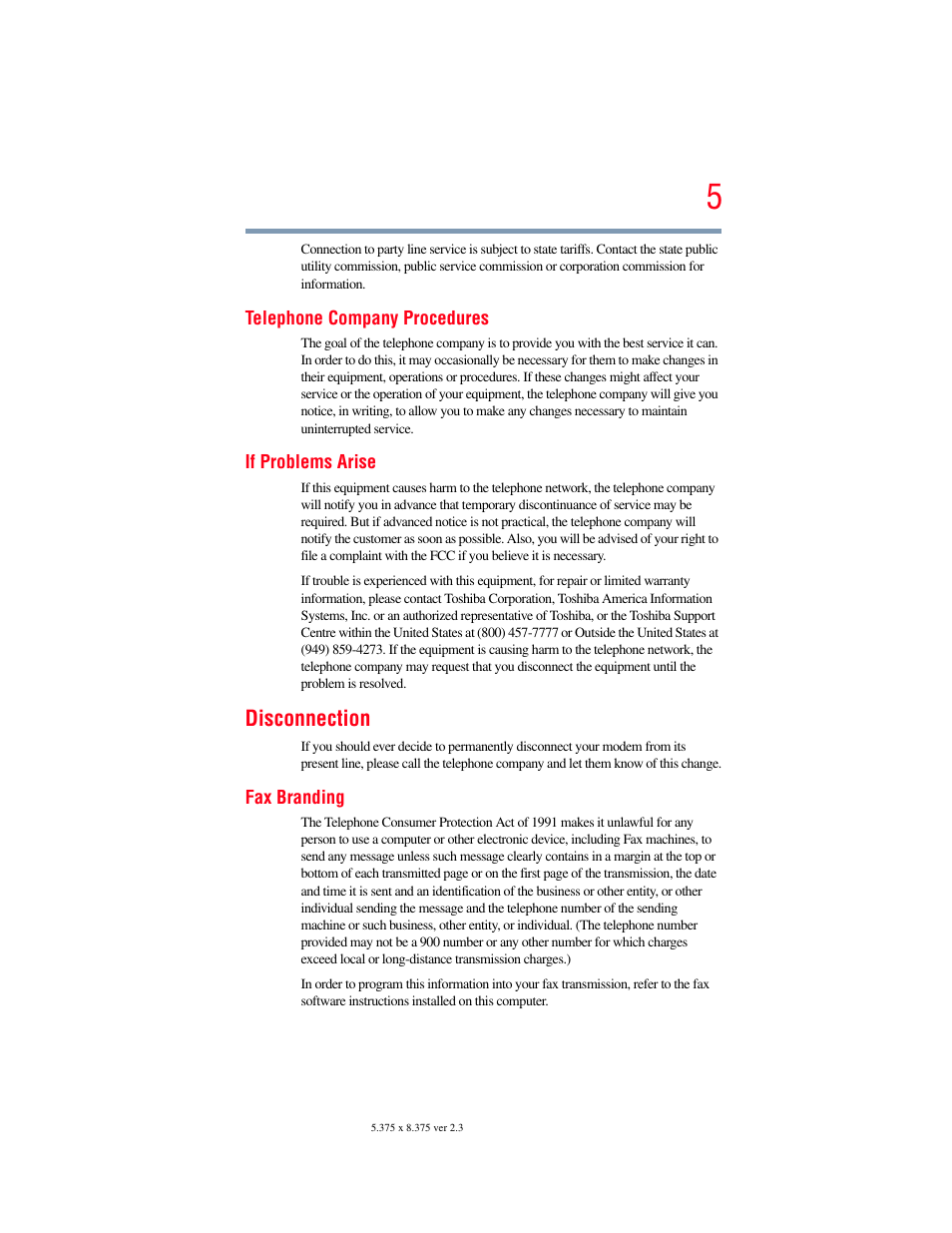 Disconnection | Toshiba X205 User Manual | Page 5 / 233