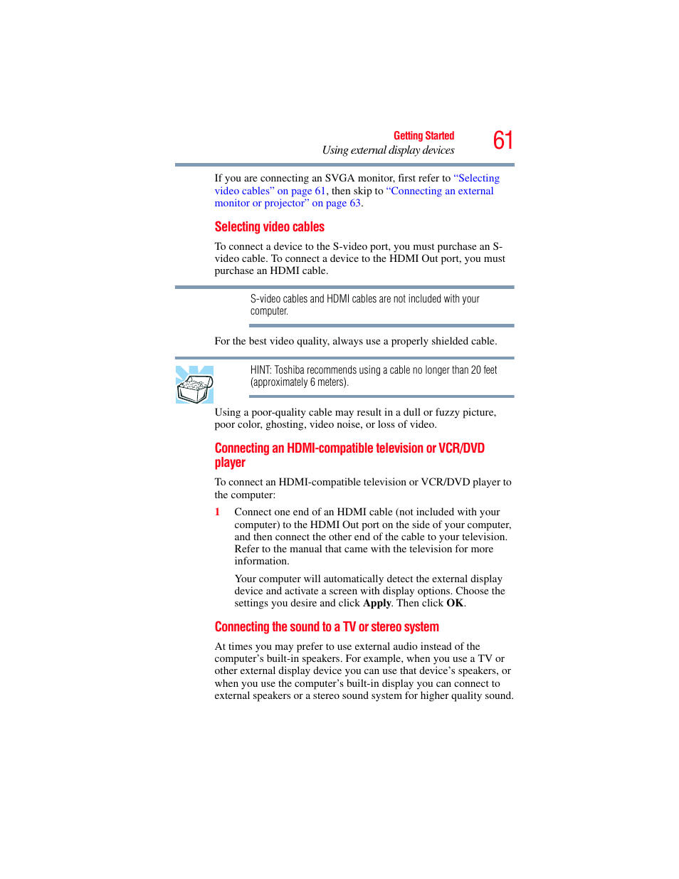 Selecting video, Selecting | Toshiba X205 User Manual | Page 61 / 233