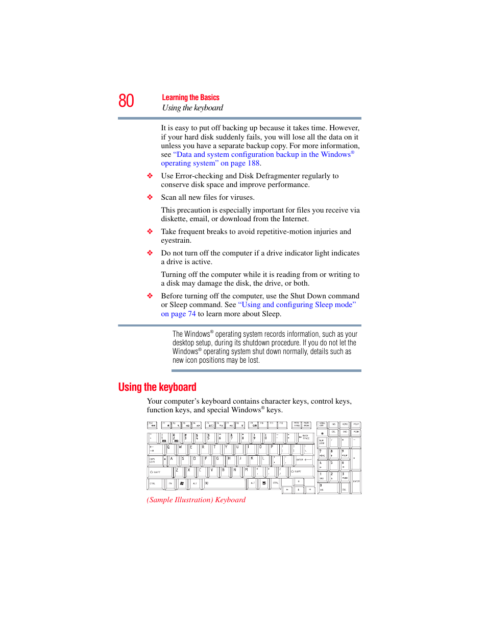 Using the keyboard | Toshiba X205 User Manual | Page 80 / 233