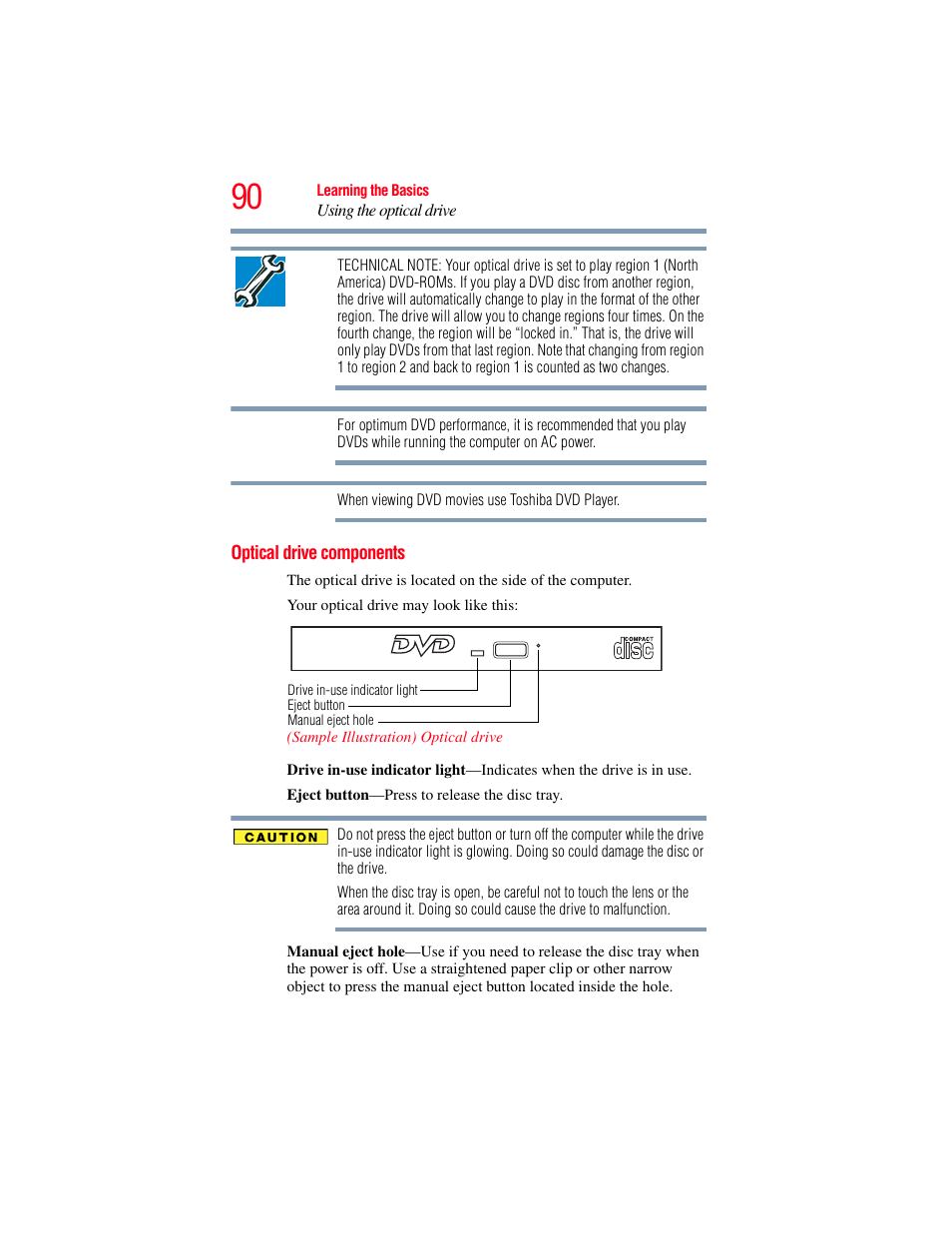 Optical drive components | Toshiba X205 User Manual | Page 90 / 233