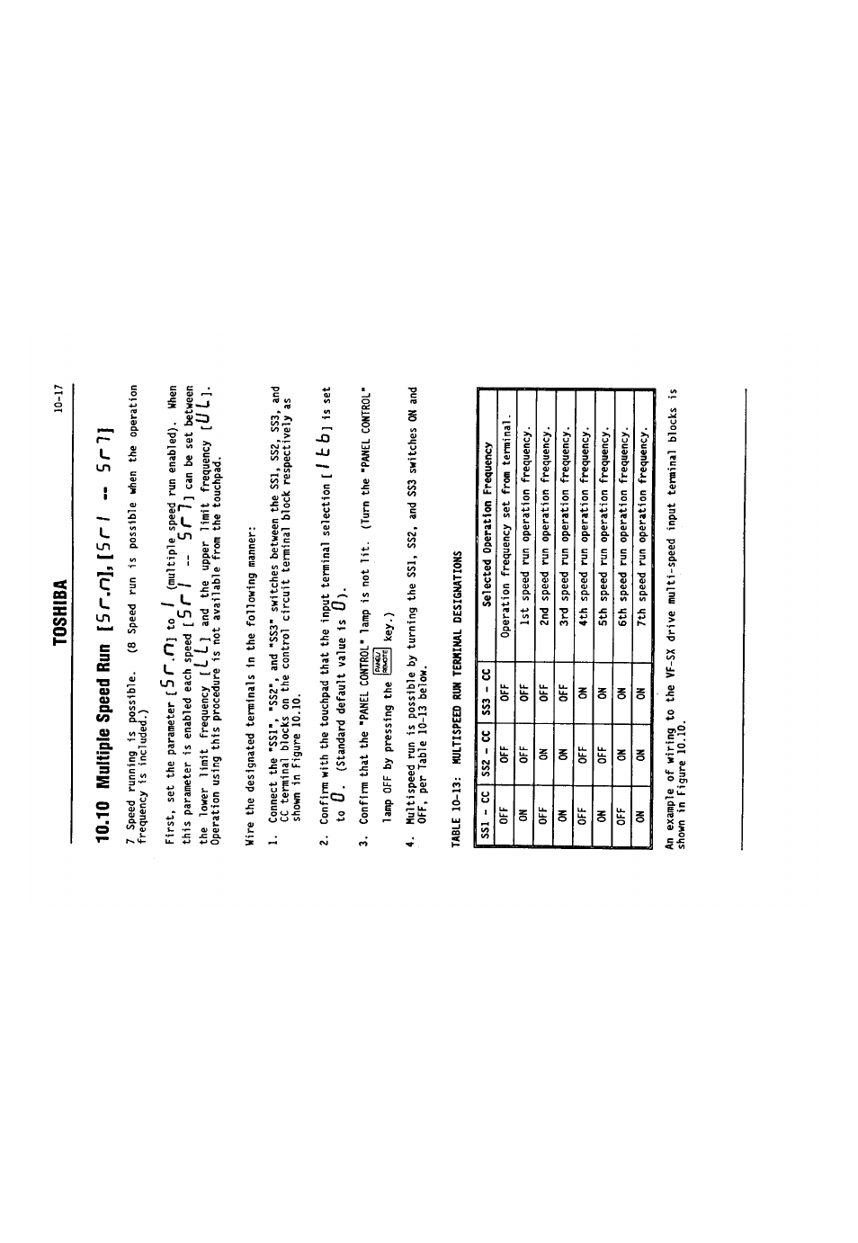 10,10 multiple speed run [5r.n],[srl — 5rl, I ~ i, 5 i ~ 1 | Toshiba 10-17 | Toshiba VF-SX User Manual | Page 104 / 170