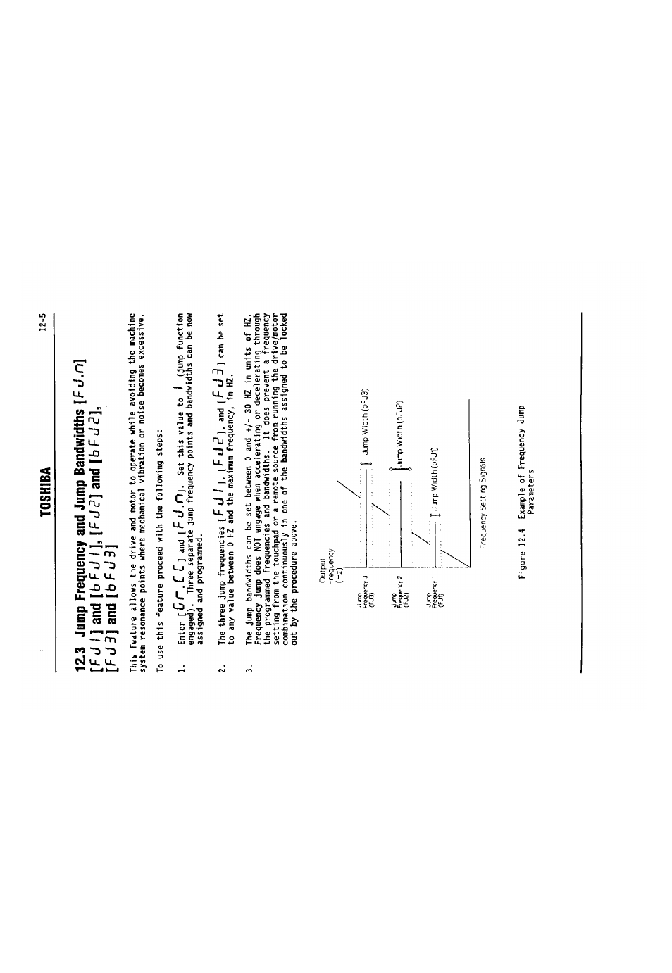 3 jump frequency and jump bandwidths [f j.n, F j.n] [f j, Ibf j /], [f jг | Bfjг], if j3, Ibf j3, Toshiba 12-5, Figure 12.4, Jump frequency and jump bandwidths | Toshiba VF-SX User Manual | Page 126 / 170