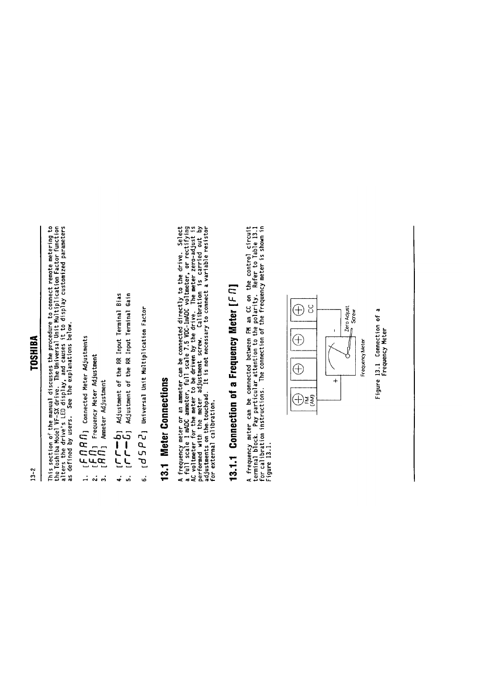 F /7, 2 toshiba, 1 meter connections | 1 connection of a frequency meter | Toshiba VF-SX User Manual | Page 135 / 170