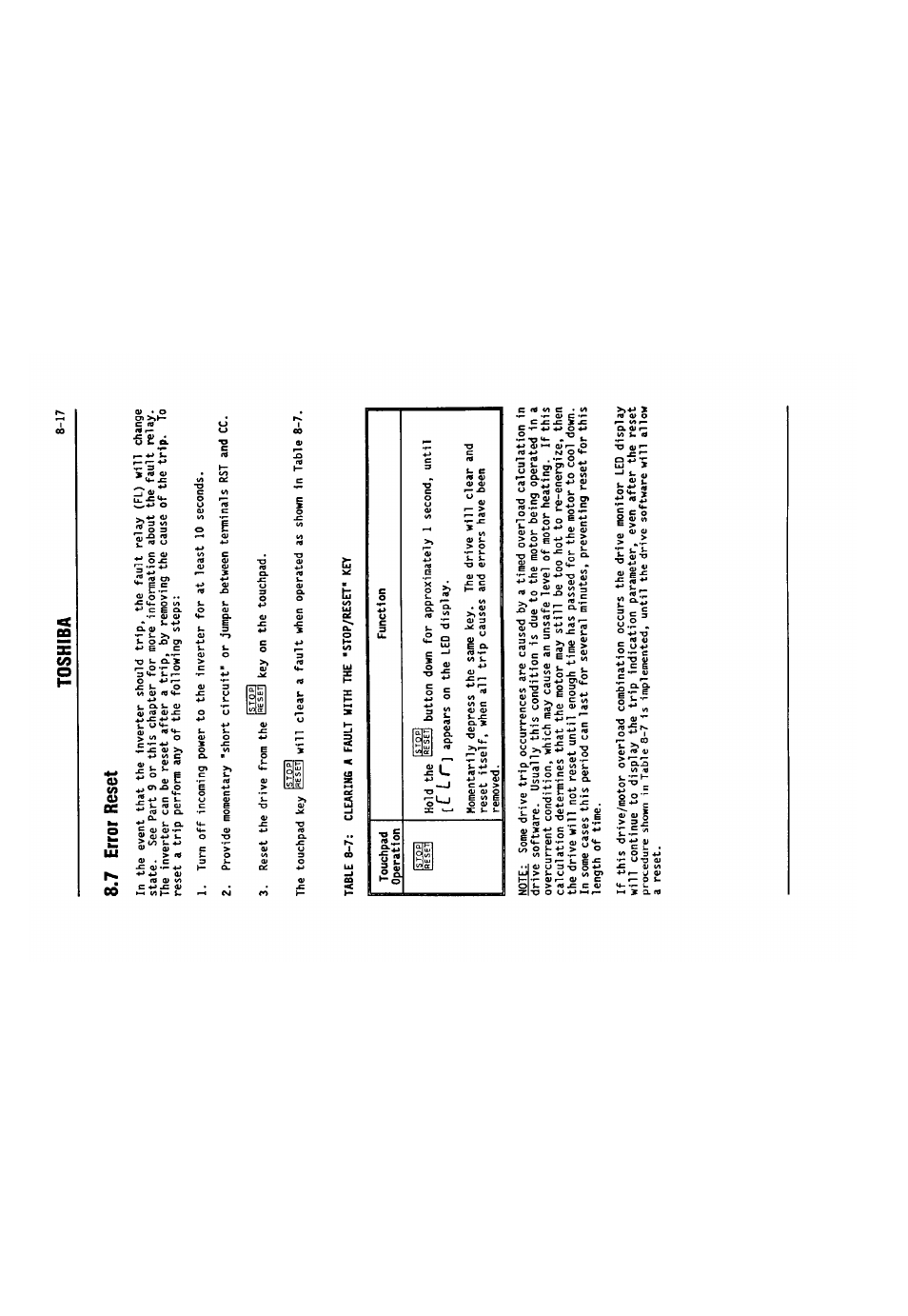 7 error reset, 7 error reset -17, Toshiba | Toshiba VF-SX User Manual | Page 62 / 170