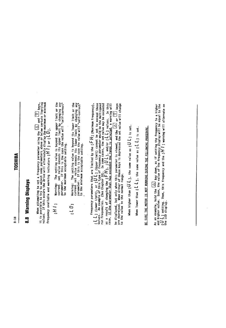 8 warning displays, 8 warning displays -18, Lulj | Toshiba | Toshiba VF-SX User Manual | Page 63 / 170