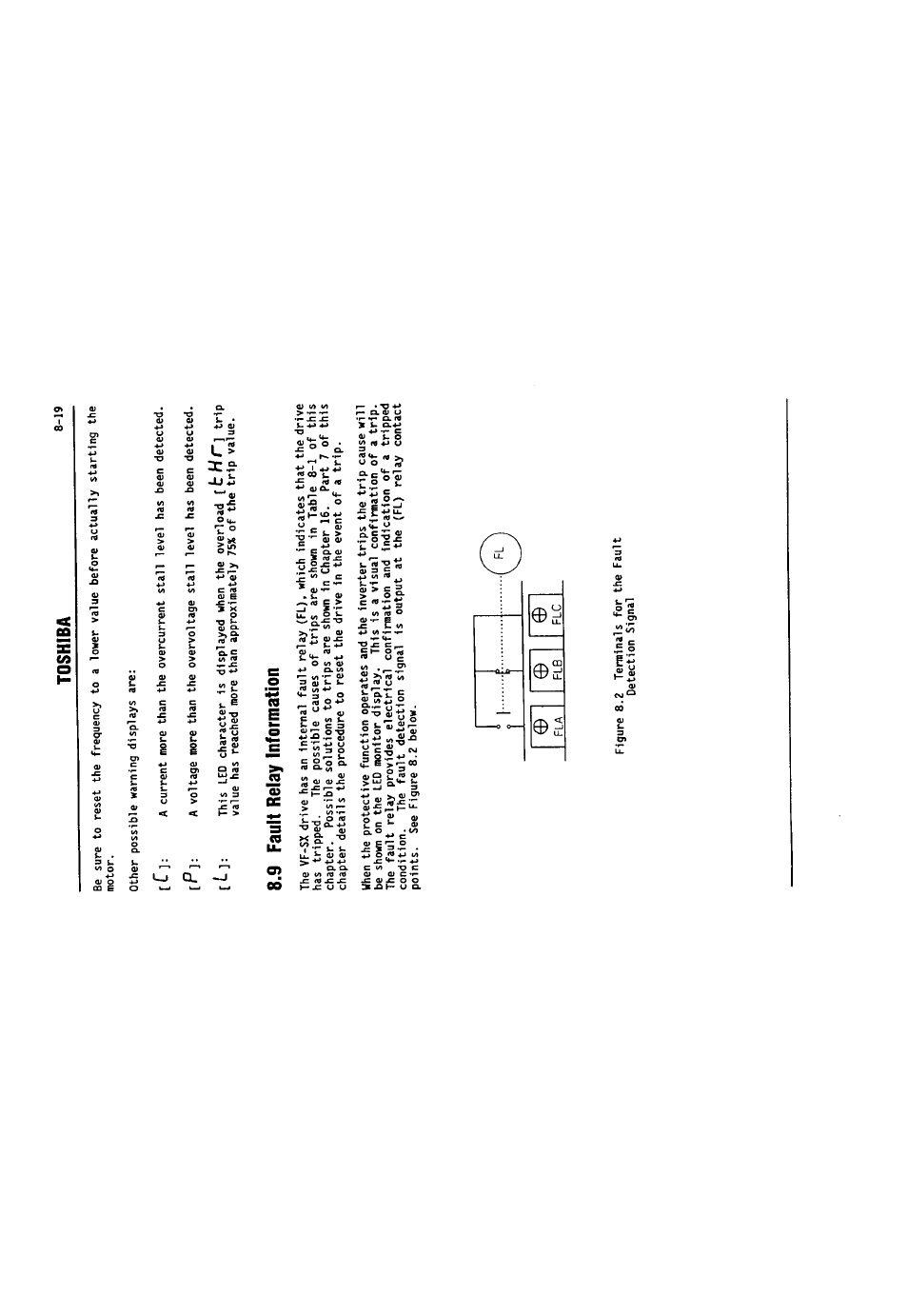 9 fault relay information, 9 fault relay information -19, Toshiba | Toshiba VF-SX User Manual | Page 64 / 170