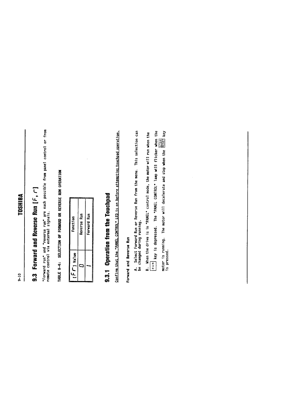 3 forward and reverse run [f, r, 1 operation from the touchpad, Toshiba | Toshiba VF-SX User Manual | Page 75 / 170