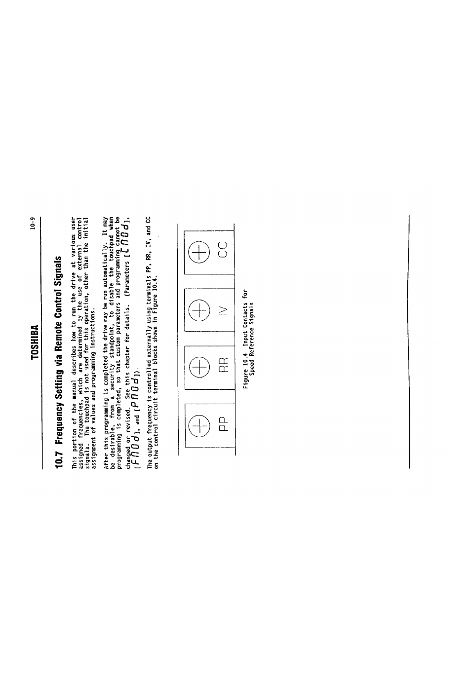 7 frequency setting via remote control signals, 7 frequency setting via remote control signals -9, Icnod | F n 0 d, Pfl 0 d]), Toshiba | Toshiba VF-SX User Manual | Page 96 / 170