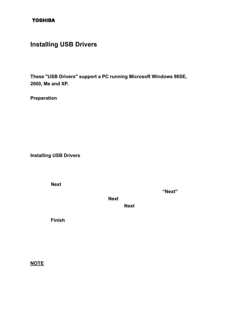 Installing usb drivers | Toshiba DAZ8821F/S User Manual | Page 11 / 22