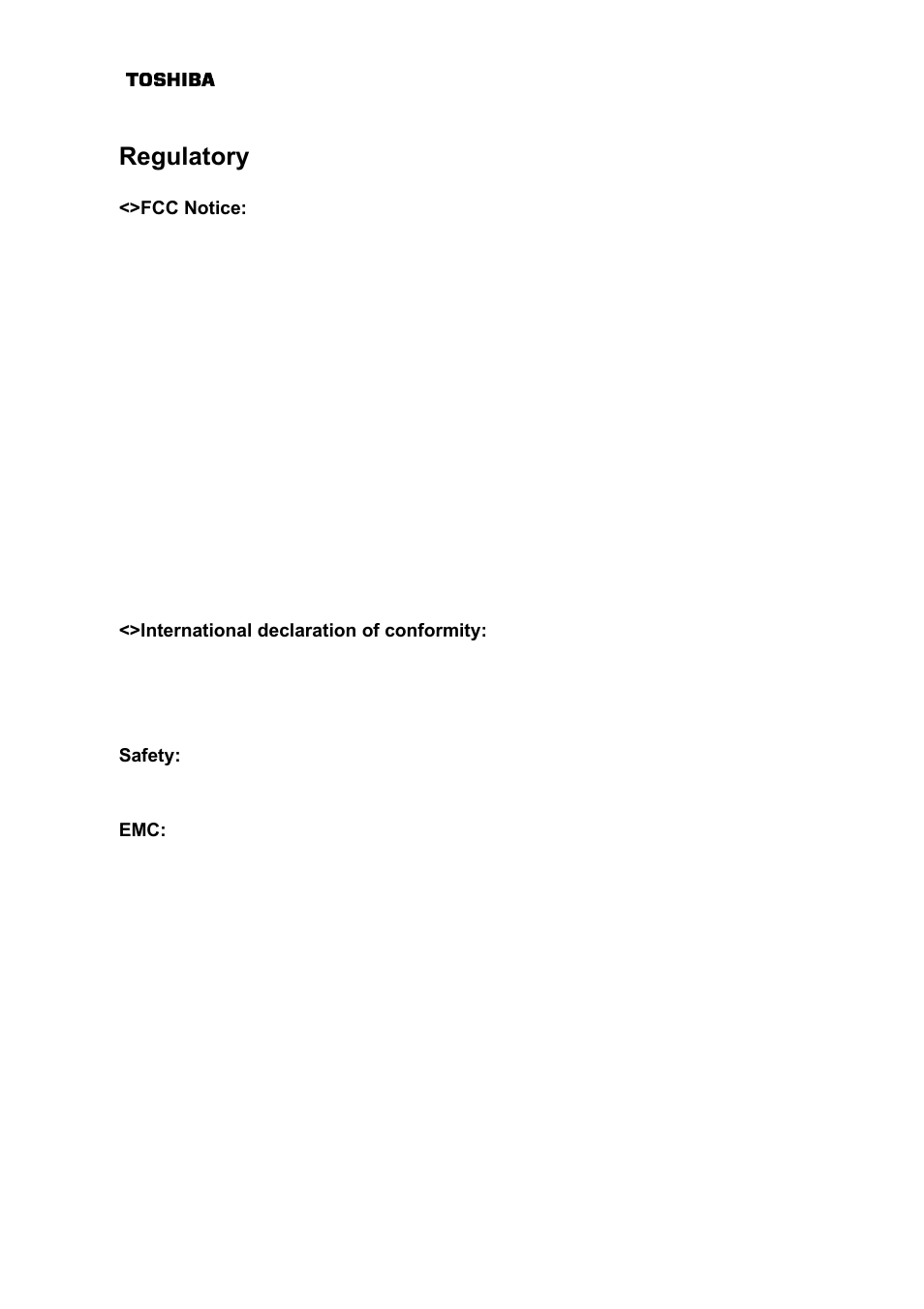 Regulatory | Toshiba DAZ8821F/S User Manual | Page 19 / 22